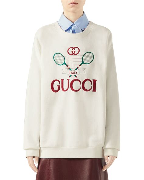 oversize sweatshirt with gucci tennis|gucci hoodie for men.